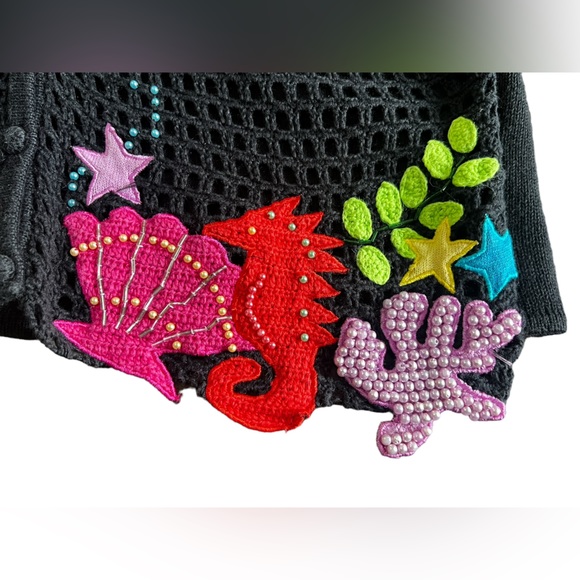 Rare Vintage Designers Original Studio Under The Sea Knit Sweater Cardigan Sz M - Picture 3 of 7